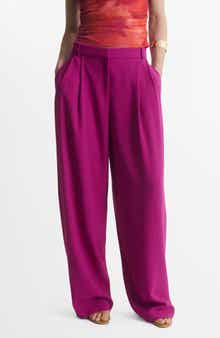 MANGO Pleated Straight Leg Pants