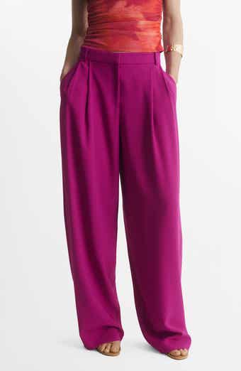 MANGO Pleated Straight Leg Pants