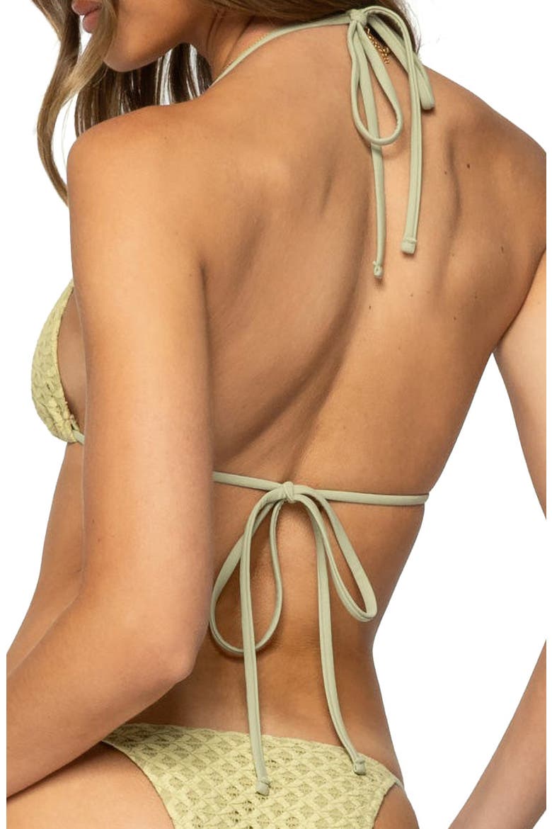 Anna Textured Triangle Bikini Top, Alternate, color, GREEN