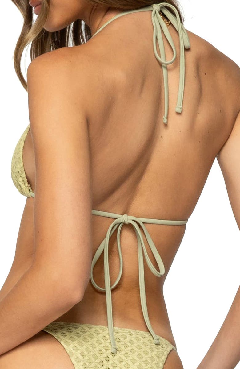 EDIKTED Anna Textured Triangle Bikini Top, Alternate, color, Green