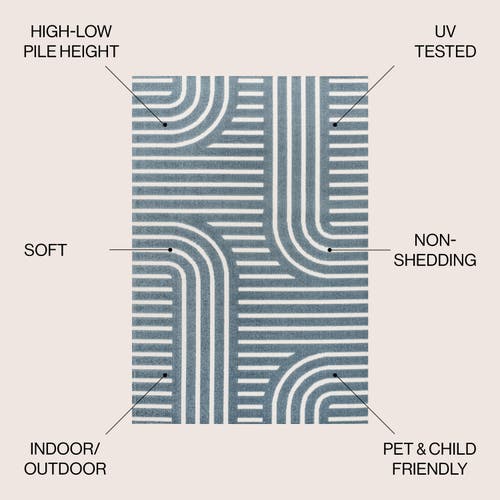 Jonathan Y Anders High-low Midcentury Modern Arch Stripe Two-tone Indoor/outdoor Area Rug In Navy/cream