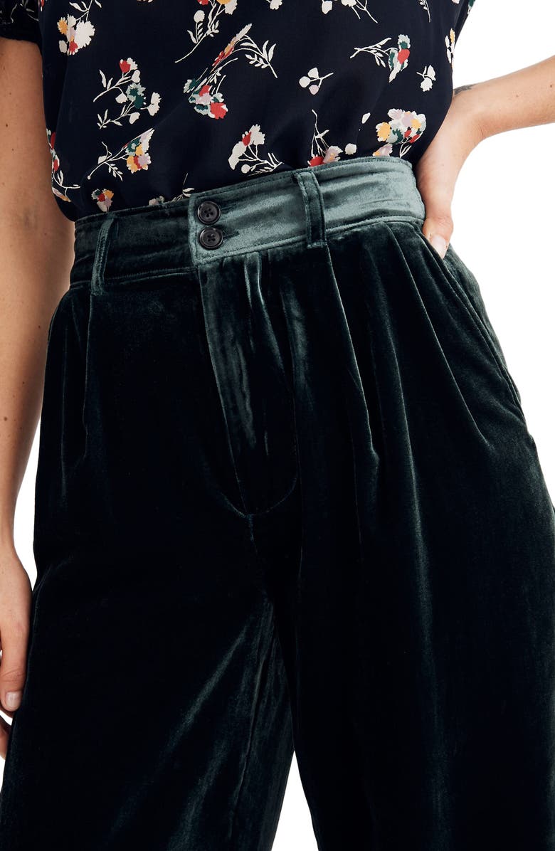Madewell Pleated Wide Leg Velvet Pants, Alternate, color,