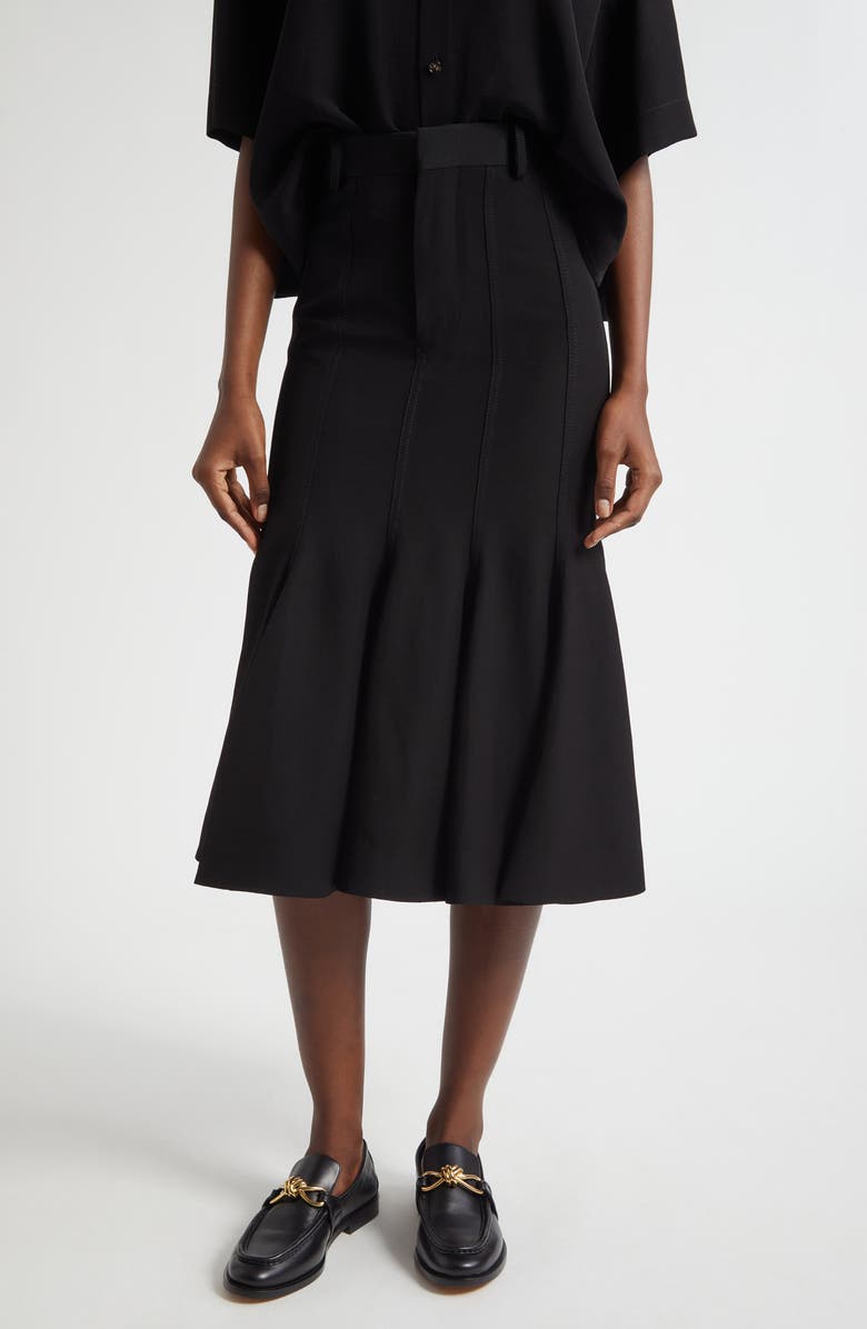 Bottega Veneta Fit & Flare Skirt, Main, color, 1000 Black