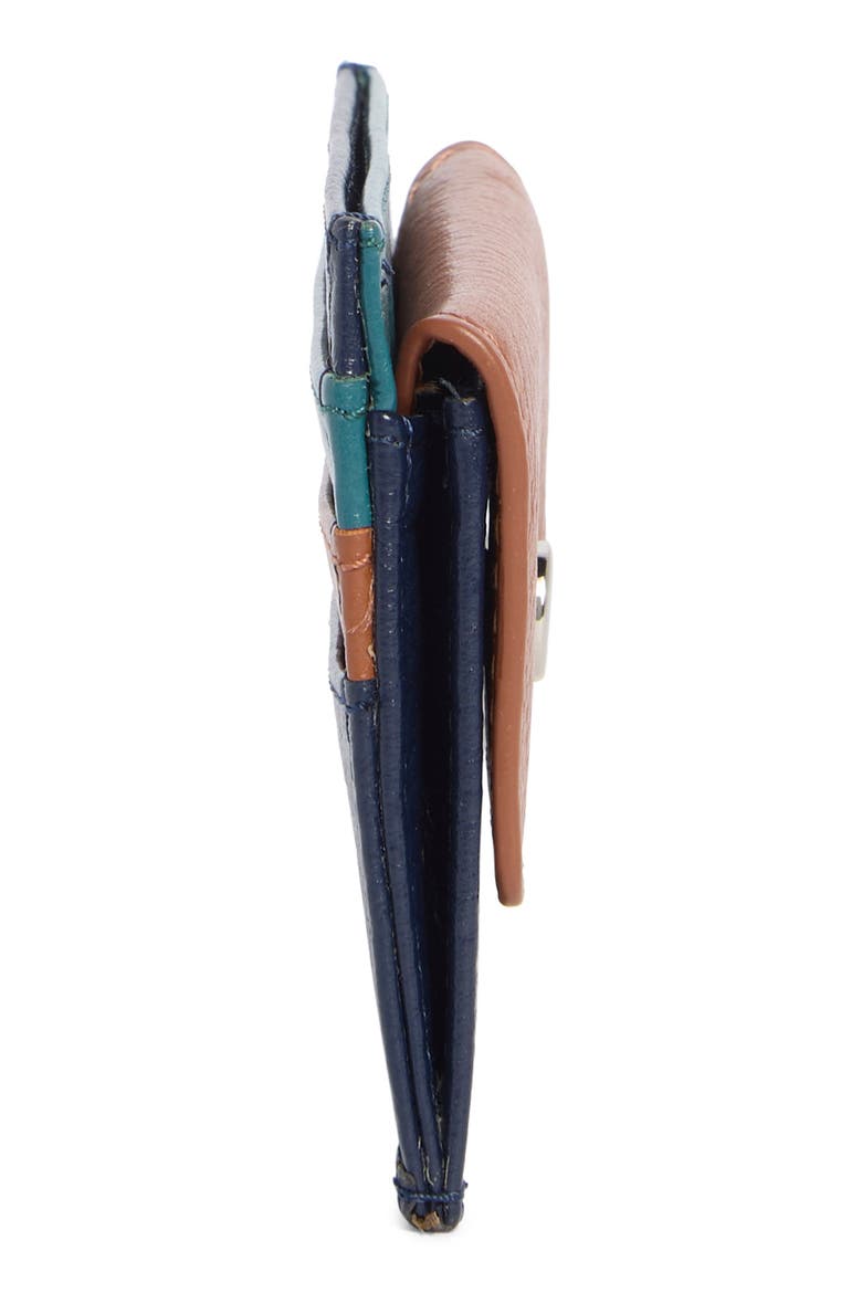 Fiona Leather Card Case, Alternate, color, NAVY/ COGNAC/ TEAL