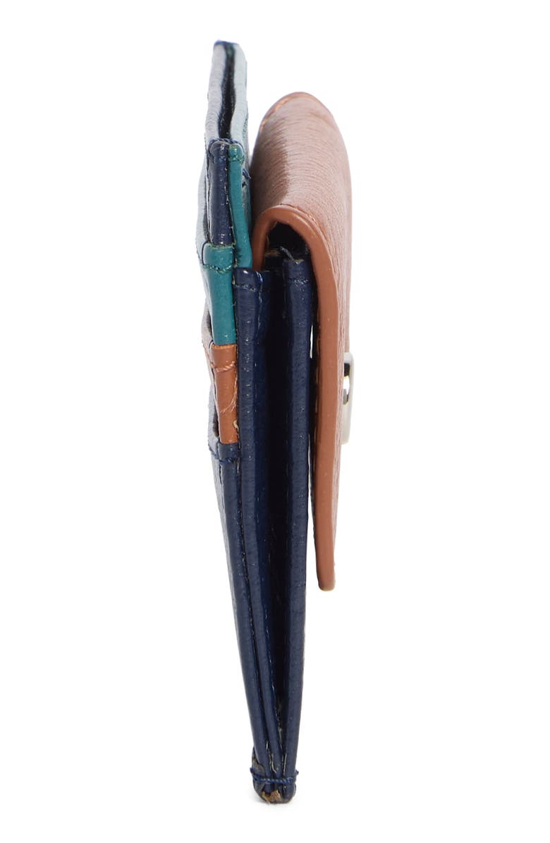 MUNDI SMALL LEATHER GOODS Fiona Leather Card Case, Alternate, color, Navy/ Cognac/ Teal