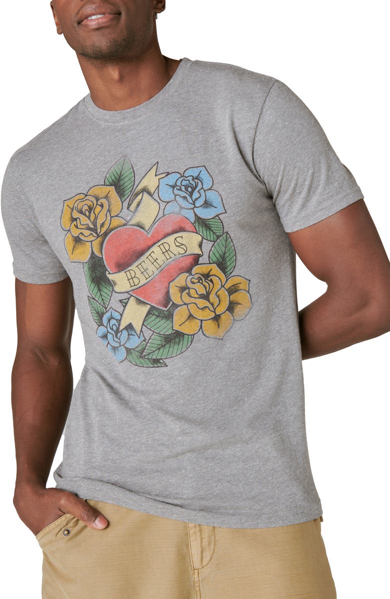 Lucky Brand Beer Tattoo Graphic T-Shirt, Alternate, color, 