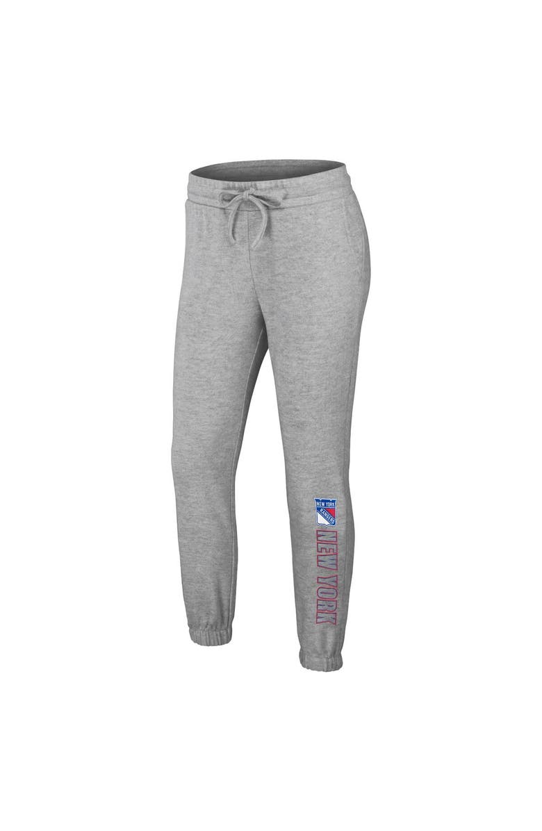 WEAR by Erin Andrews Women's WEAR by Erin Andrews Heather Gray New York Rangers Knit Long Sleeve Tri-Blend T-Shirt & Pants Sleep Set, Alternate, color, Heather Gray