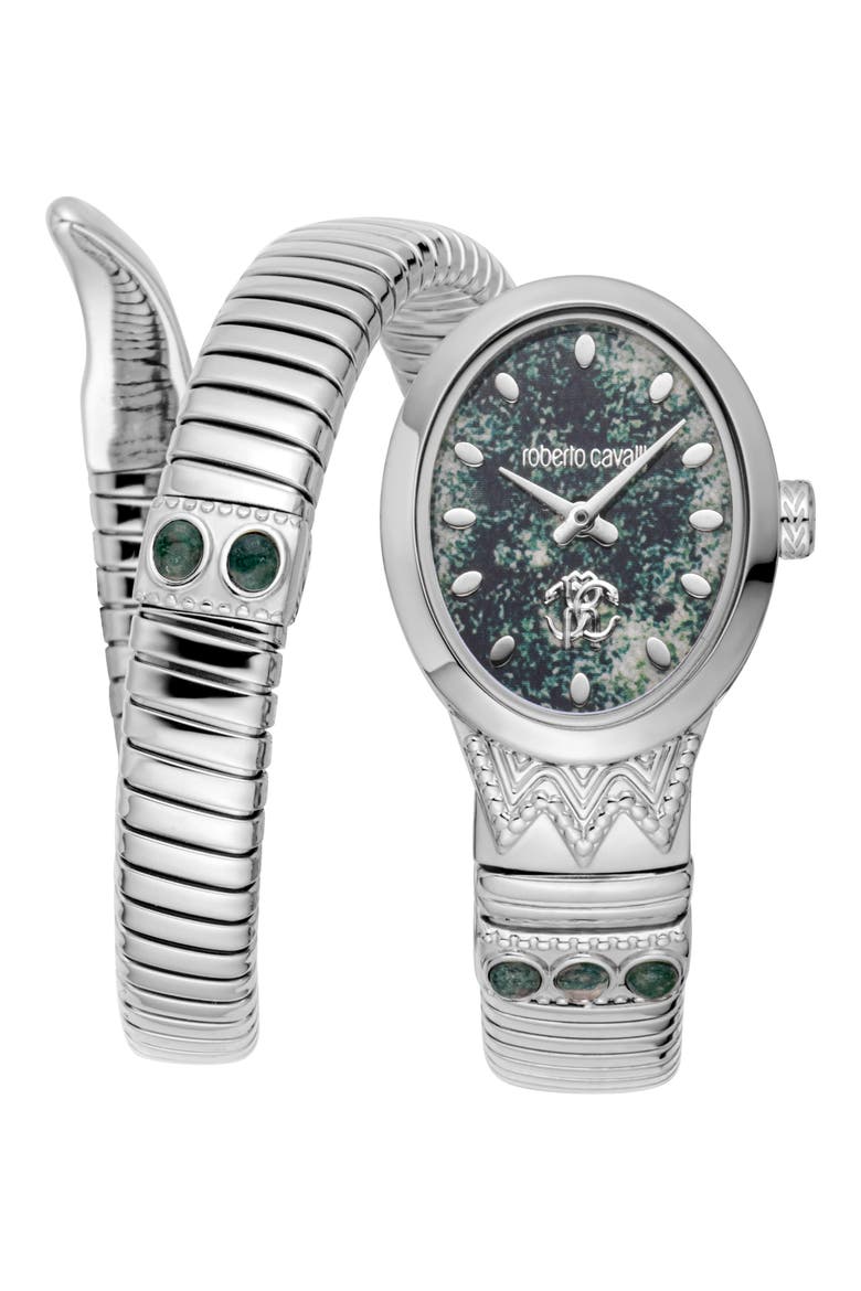 Serpente Ornato Snake Wraparound Bracelet Watch, 22.5mm x 34mm, Main, color, SILVER
