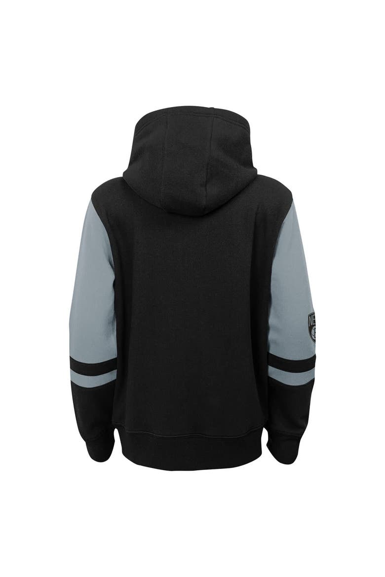 Preschool Black Brooklyn Nets Straight To The League Full-Zip Hoodie, Alternate, color, Black