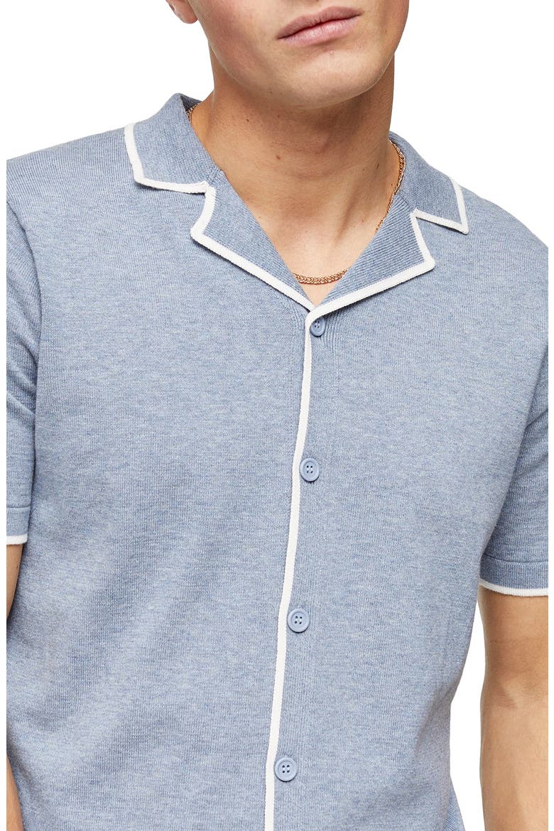 Marl Revere Front Button Sweater, Alternate, color, BLUE
