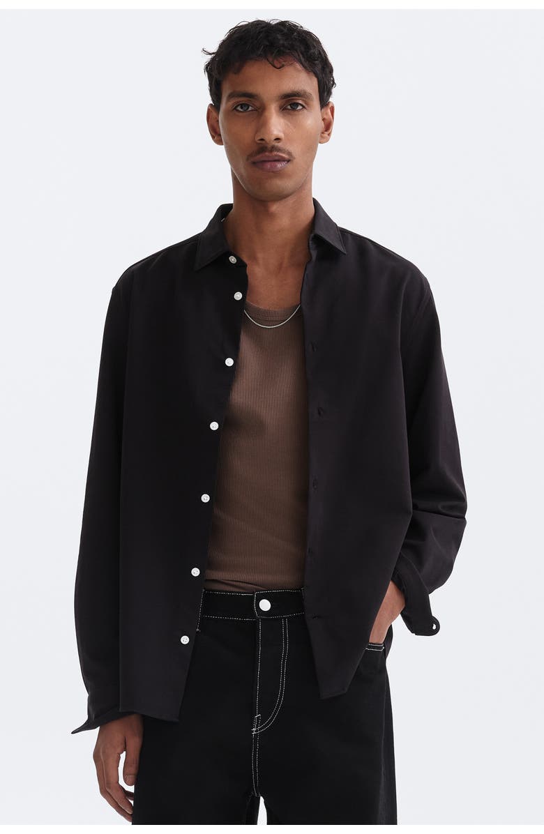 H&M Four-way Stretch Slim Fit Shirt, Alternate, color, Black