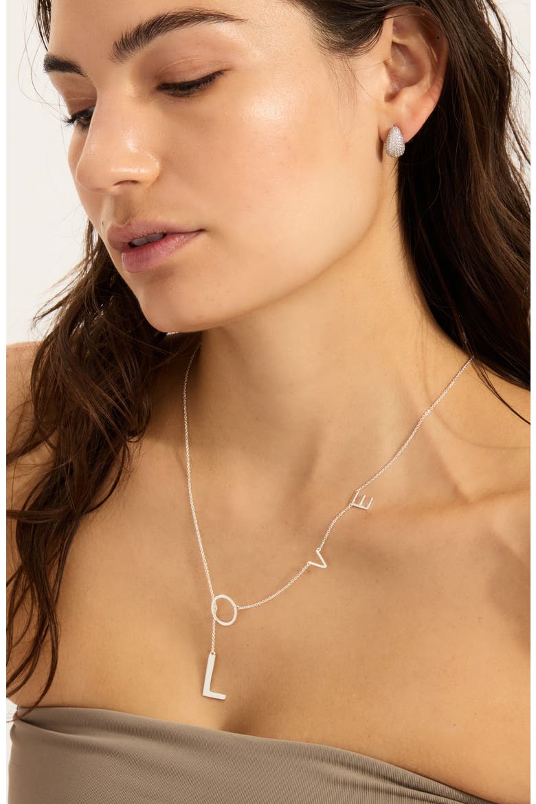 Adjustable Love Lariat Necklace, Alternate, color, SILVER