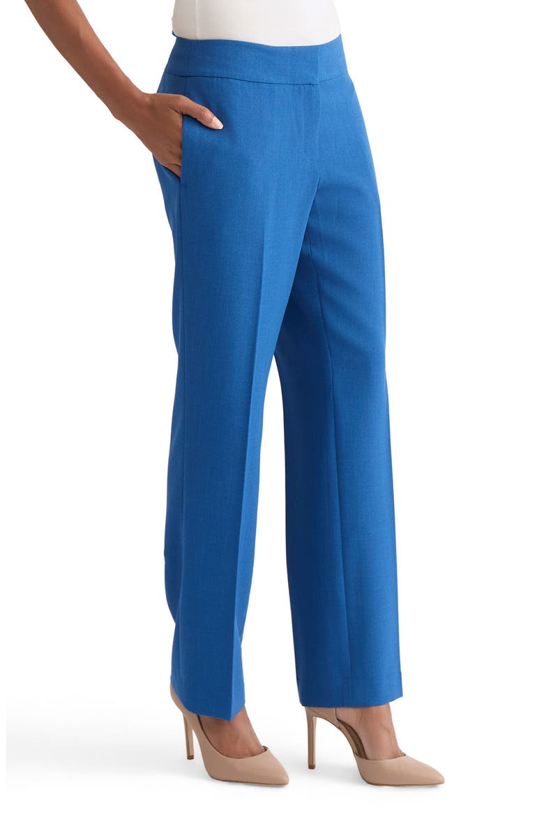 Ava Stretch Crepe Straight Leg Pants, Alternate, color, BLUE NIGHT
