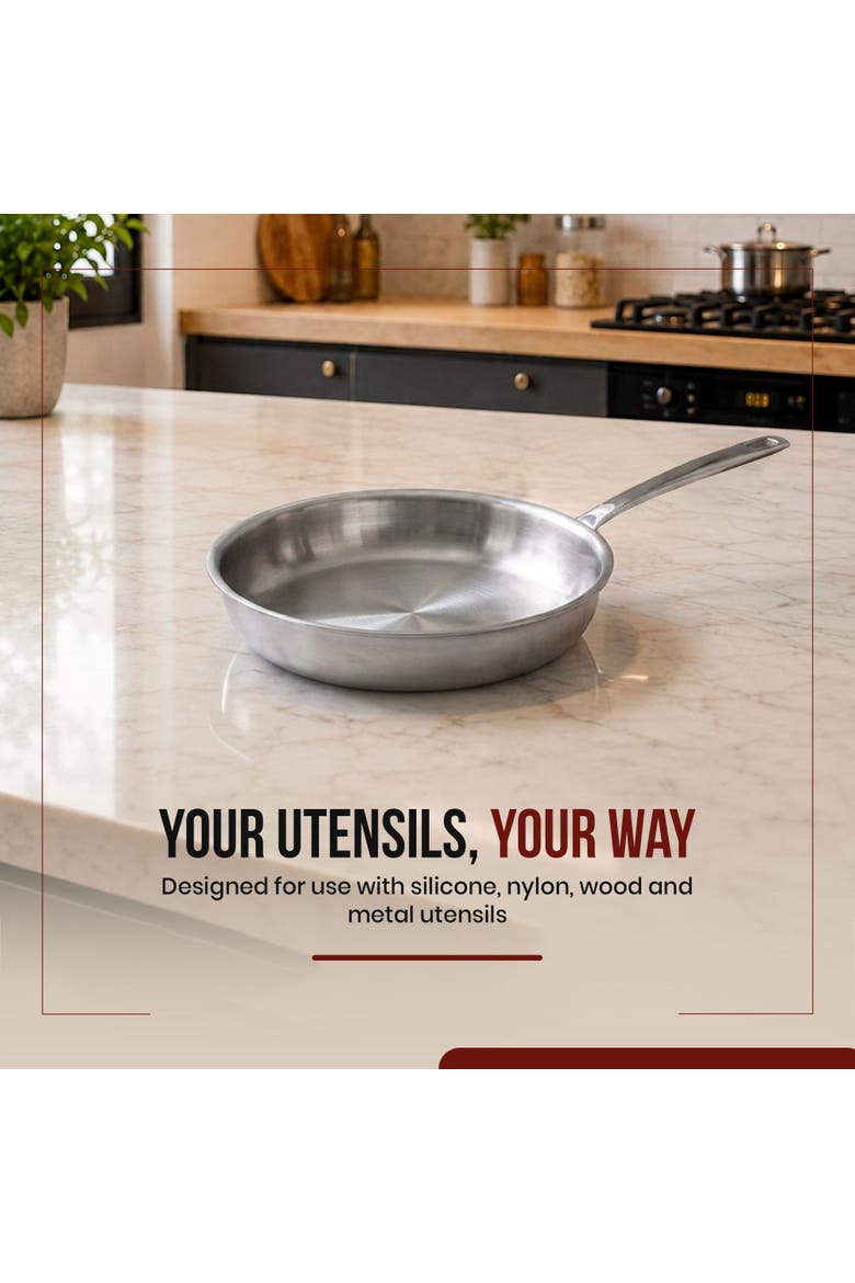 Maestro 3-Piece 5-Ply Stainless Steel Frying Pan Set, Alternate, color, 3-Piece Set