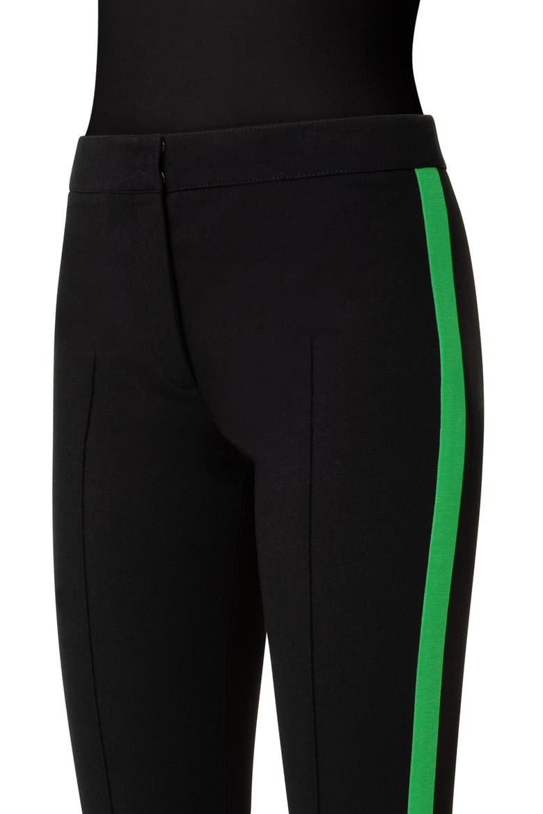 Mara Side Stripe Jersey Ankle Pants, Alternate, color, 009 BLACK-TECH GREEN