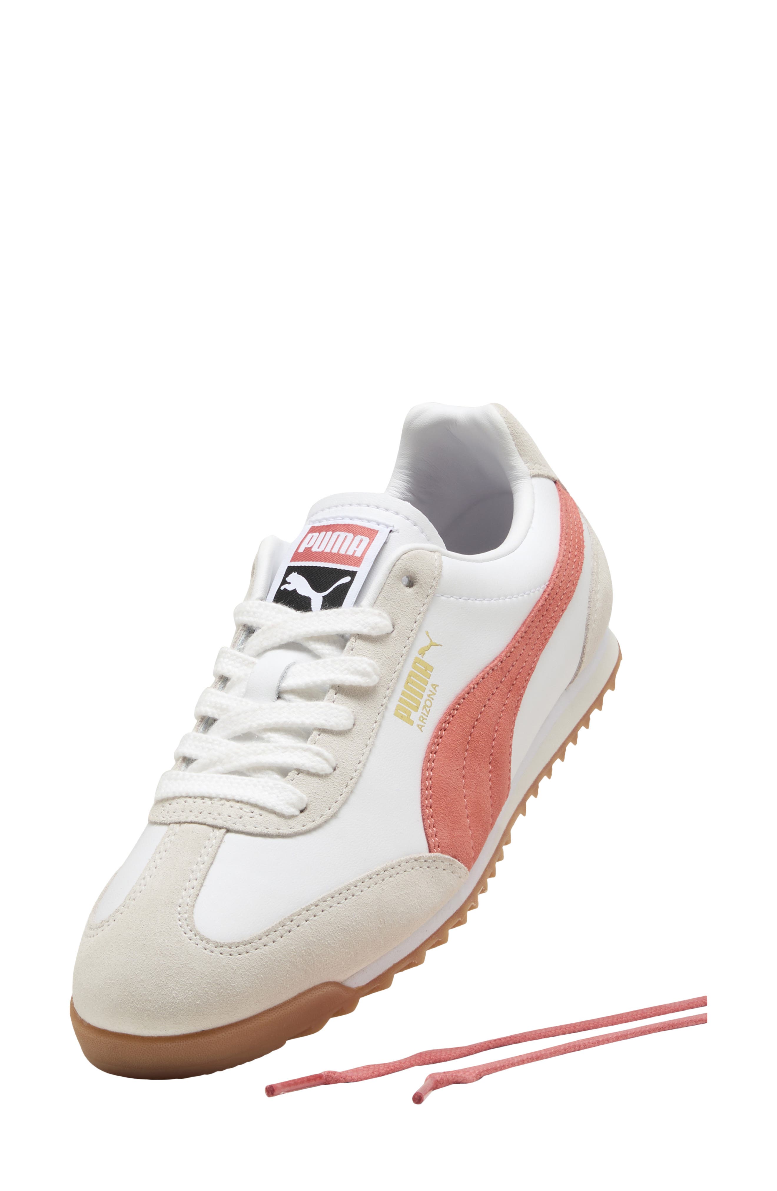 Arizona Retro Sneaker, Alternate, color, PUMA WHITE/ RED GLAMOUR/ GUM