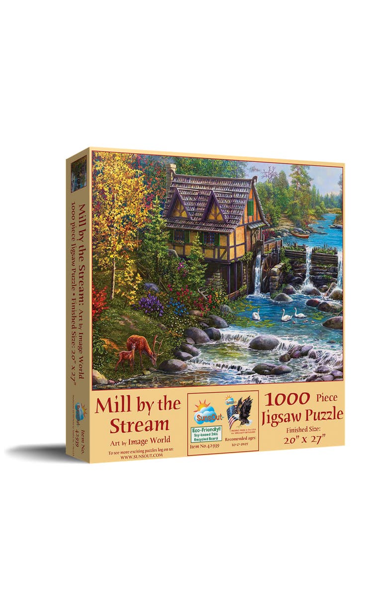 Sunsout Mill by the Stream 1000 piece Jigsaw Puzzle for Adults, Main, color, Multicolor
