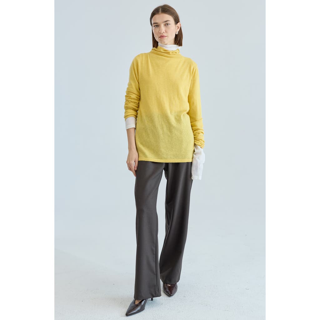 Almina Concept Funnel Wool/cash Turtleneck In Yellow