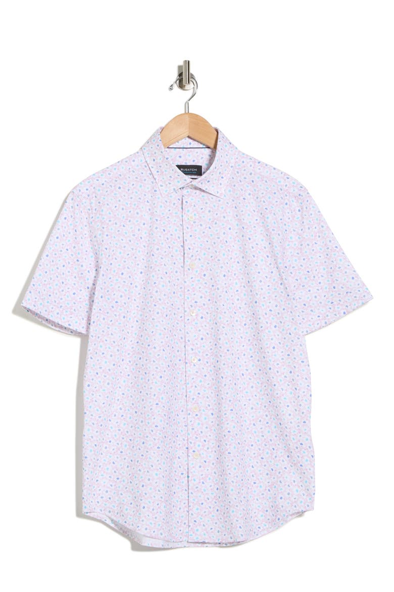 Miles OoohCotton® Floral Short Sleeve Button-Up Shirt, Alternate, color, PINK