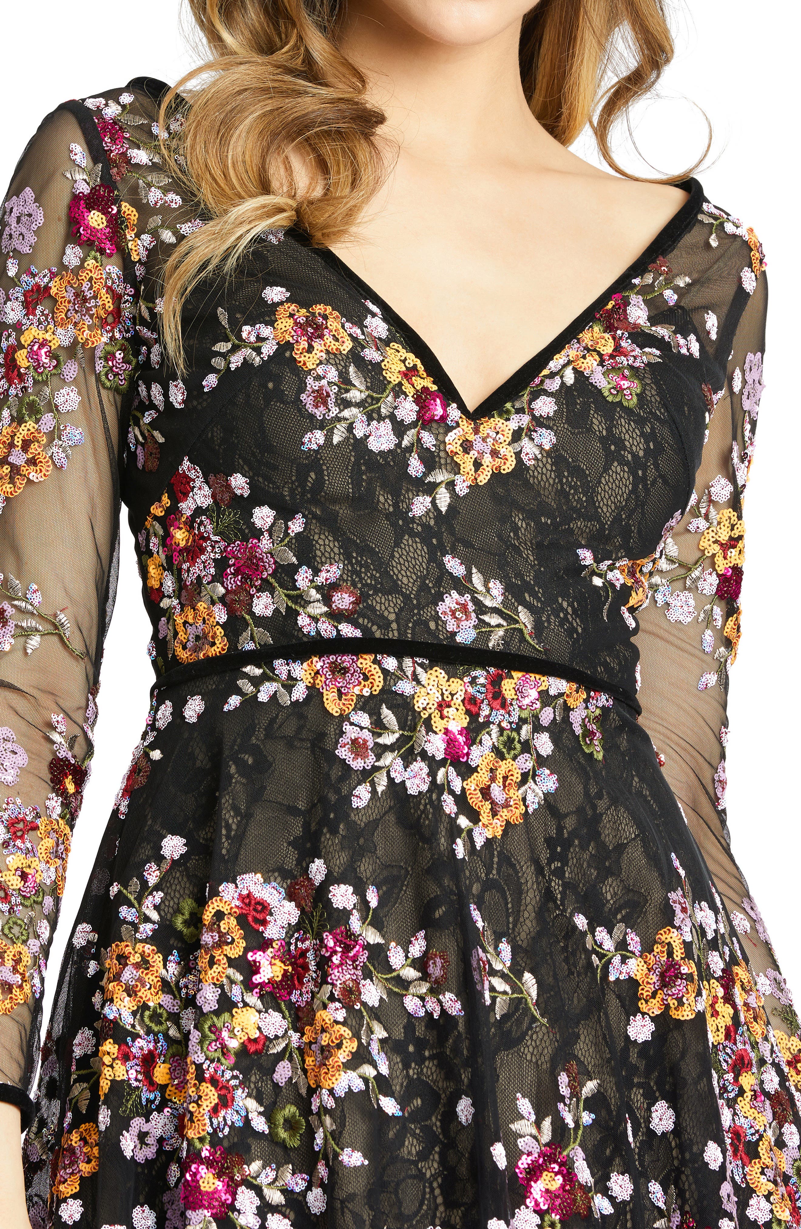 mac duggal black floral dress Embroidered Tea Length - Black Multi Color:As Photo(Light Blue) a dress tailored for white dressing table mirror Morilee - 48039 |