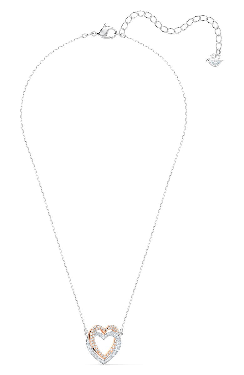Swarovski Infinity Double Heart Pendant Necklace, Alternate, color, 