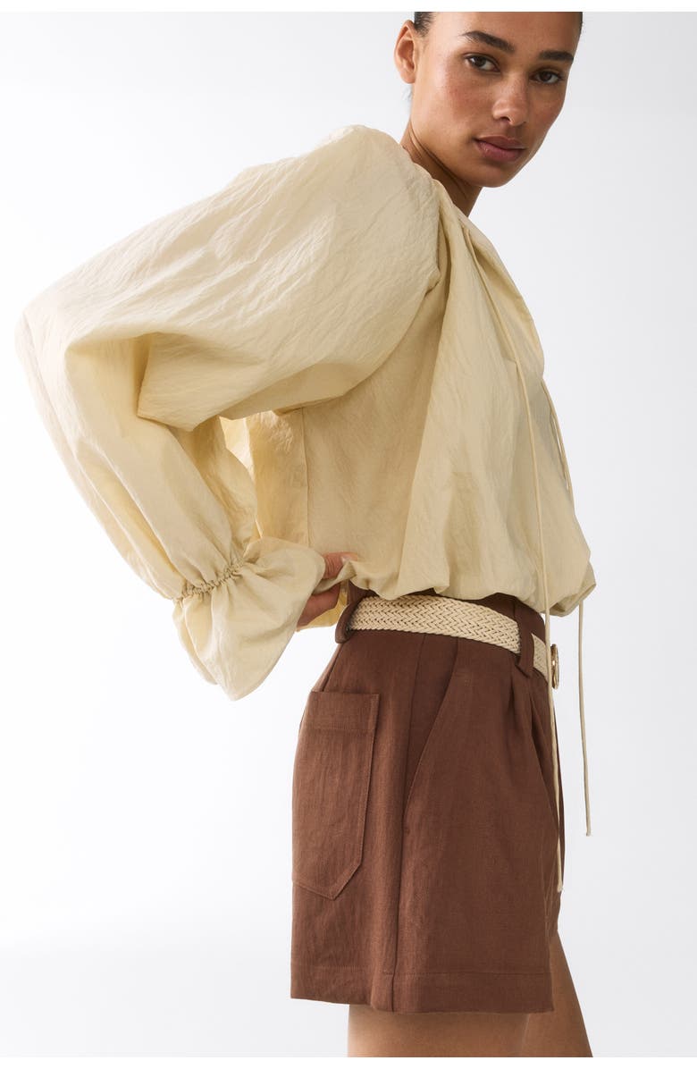 H&M Belted Tailored Shorts, Alternate, color, Brown