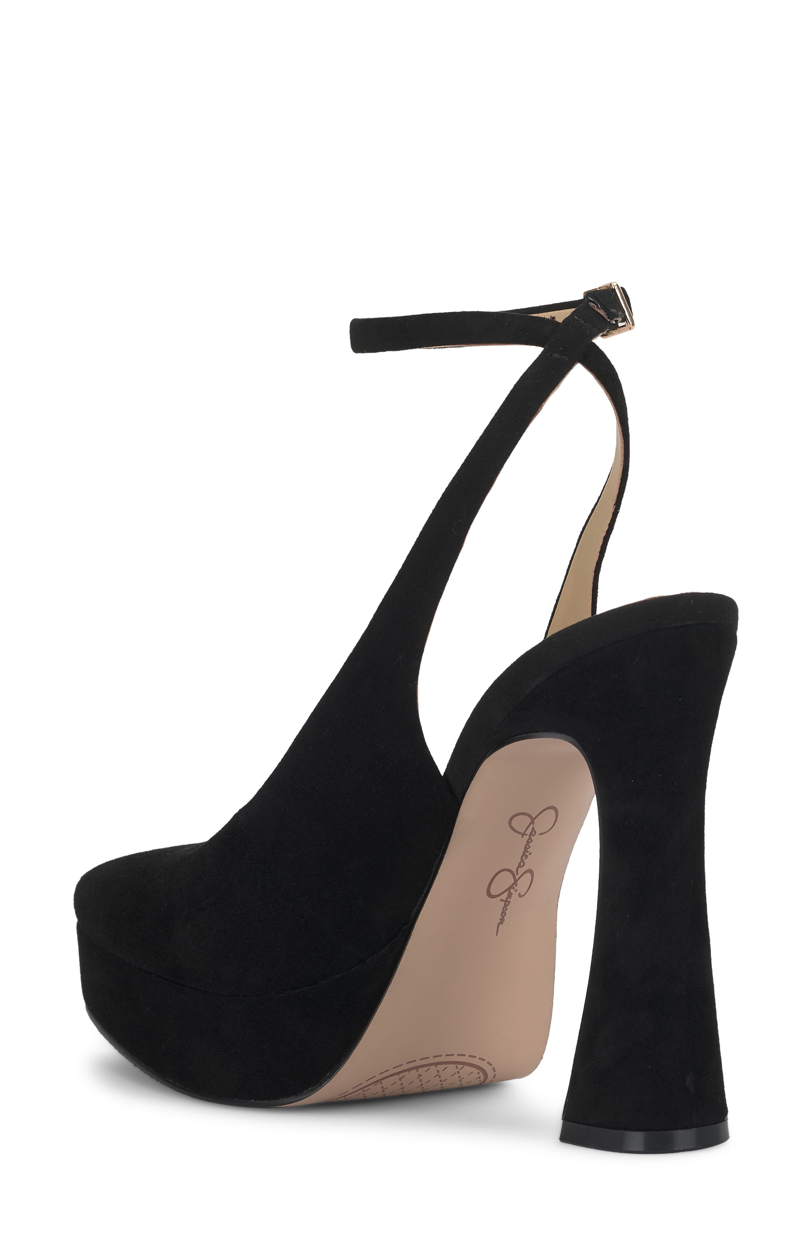Nelica Ankle Strap Platform Pointed Toe Pump, Alternate, color, BLACK