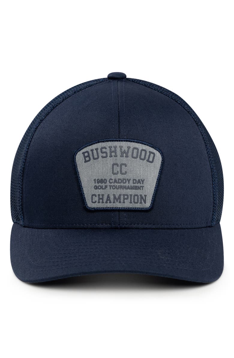 TravisMathew Presidential Suite Trucker Hat, Alternate, color, Mood Indigo