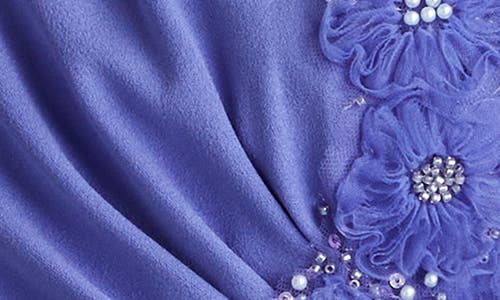Tadashi Shoji Sequin Floral Embellished Long Sleeve Gown In Purple