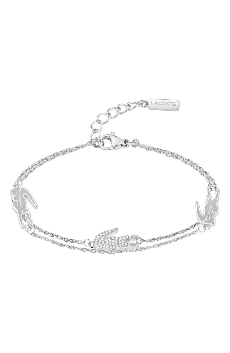 Lacoste Crocodile Station Bracelet, Main, color, Silver