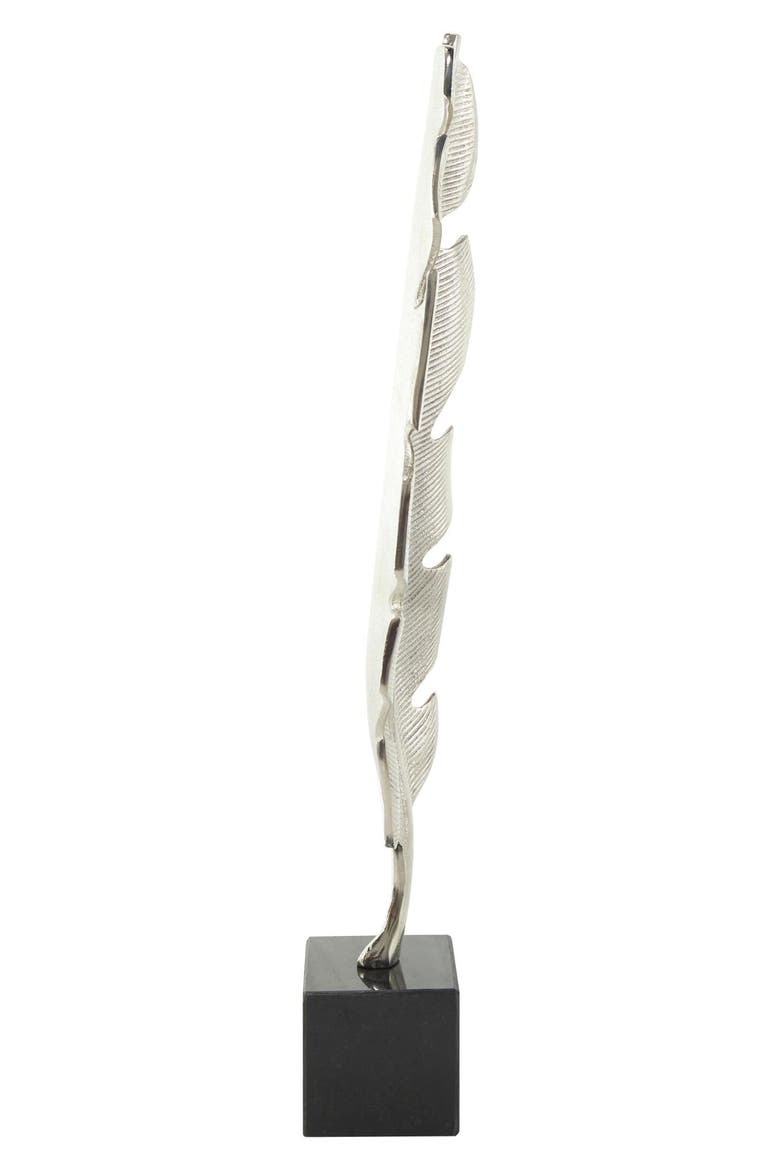 Textured Silver Feather Statue, Alternate, color, SILVER