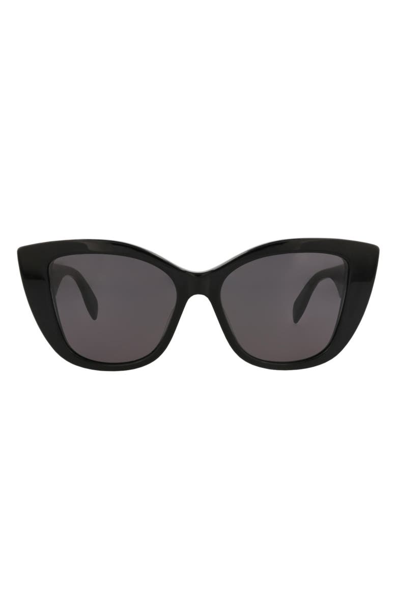 McQueen 54mm Cat Eye Sunglasses, Main, color, Black Black Grey