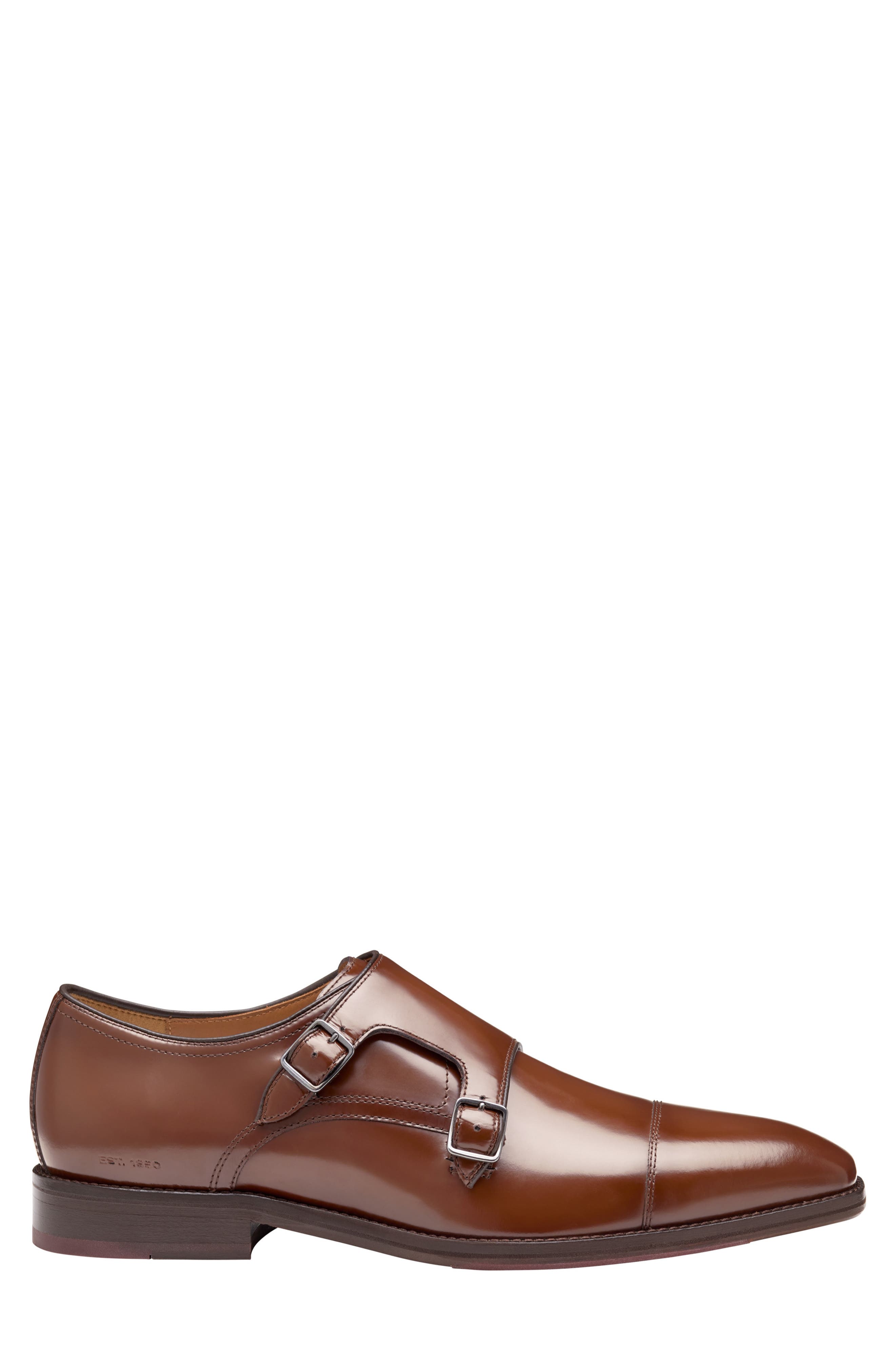 Johnston & Murphy Sullivan Cap Toe Double Monk Strap Shoe, Alternate, color, Brown Italian Calfskin