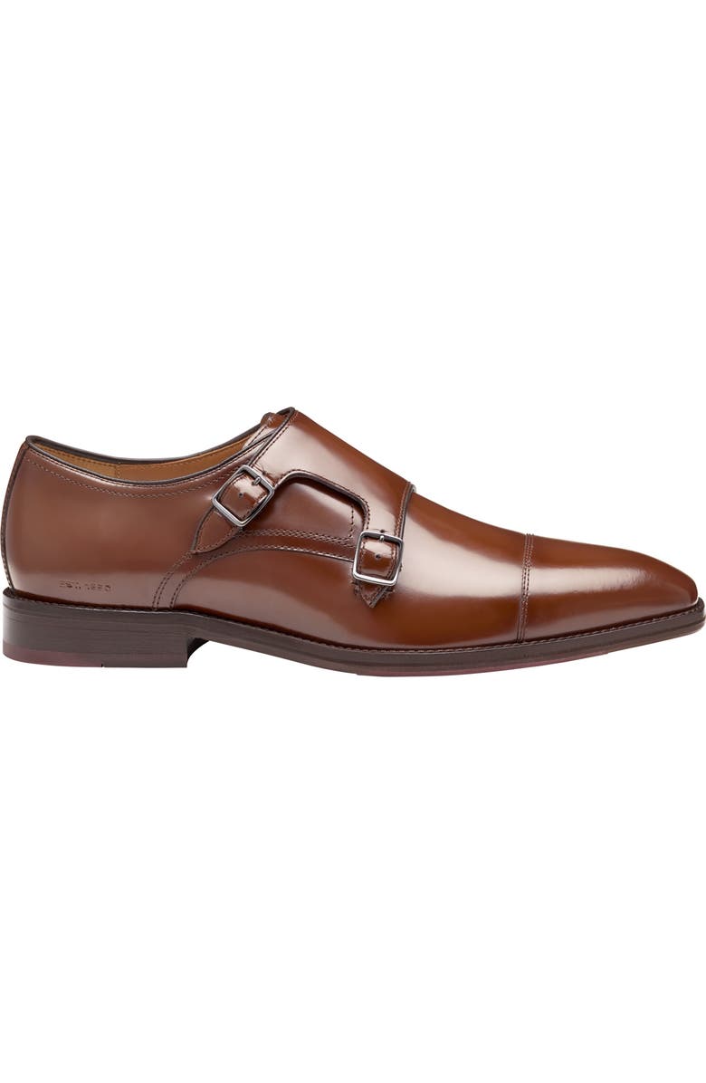 Johnston & Murphy Sullivan Cap Toe Double Monk Strap Shoe, Alternate, color, Brown Italian Calfskin