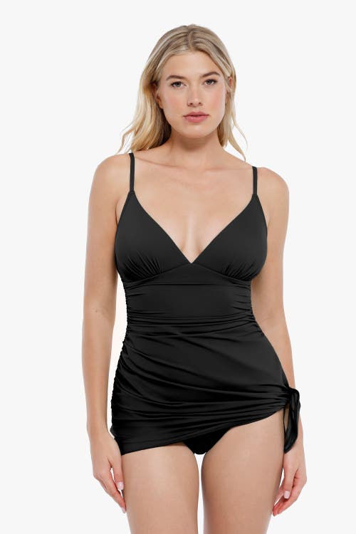 Popilush Shapewear Ruched Convertible One-piece Swimsuit In Midnight Black