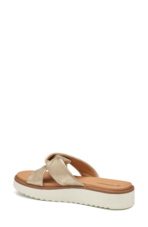 Johnston & Murphy Mitzi Knot Platform Wedge Slide Sandal In Champagne Italian Metallic