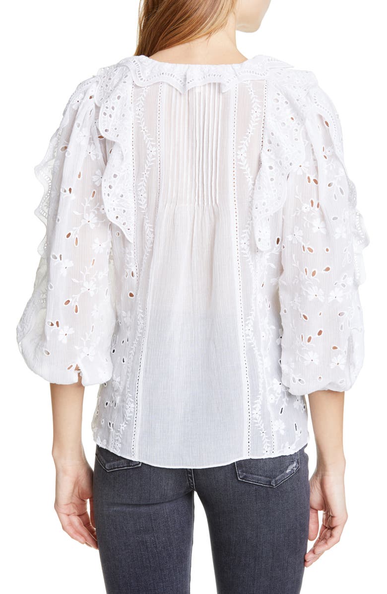 Rebecca Taylor Livy Ruffle Eyelet Top, Alternate, color, 