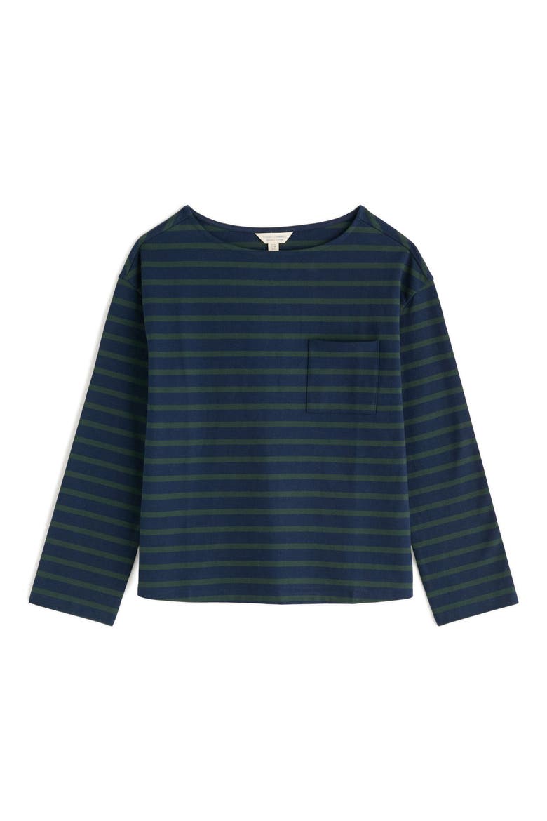 Beach Stripe Organic Cotton Boat Neck Top, Alternate, color, BRETON MARITIME COPPICE