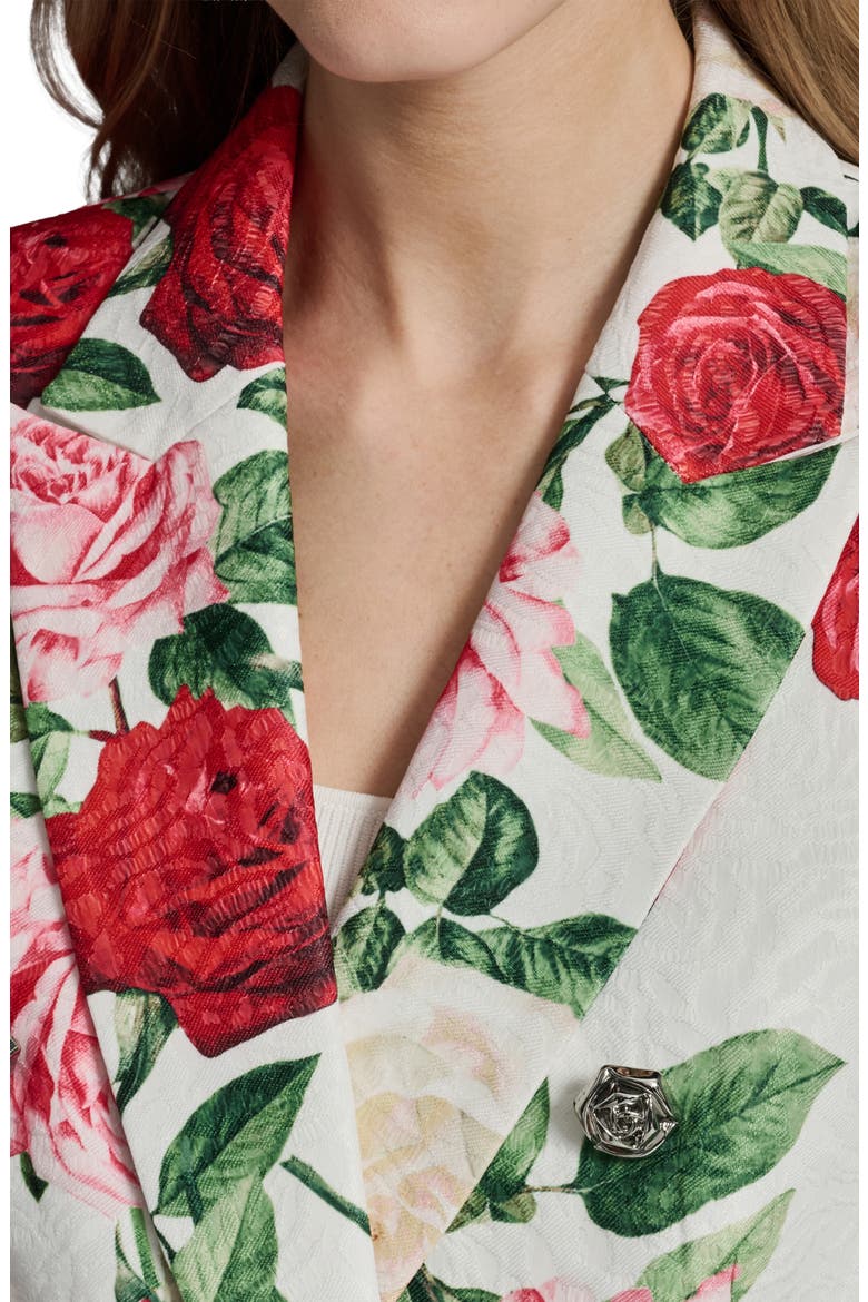 Rose Print Floral Jacquard Jacket, Alternate, color, SOFT WHITE MULTI