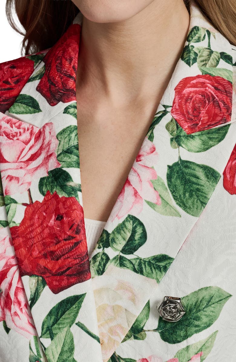 KARL LAGERFELD PARIS Rose Print Floral Jacquard Jacket, Alternate, color, 