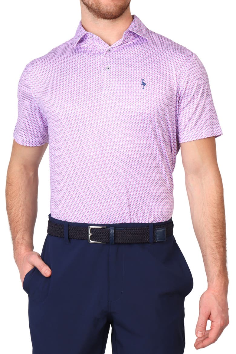 Micro Floral Print Performance Polo, Alternate, color, PINK