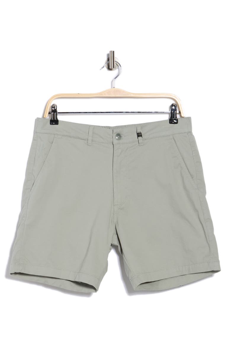 DENIM AND FLOWER Solid Stretch Cotton Shorts, Alternate, color, Light Green