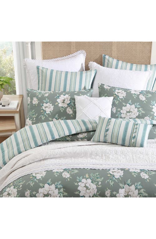 Laura Ashley Wisley Floral 7-piece Cotton Comforter Set In Sage Green