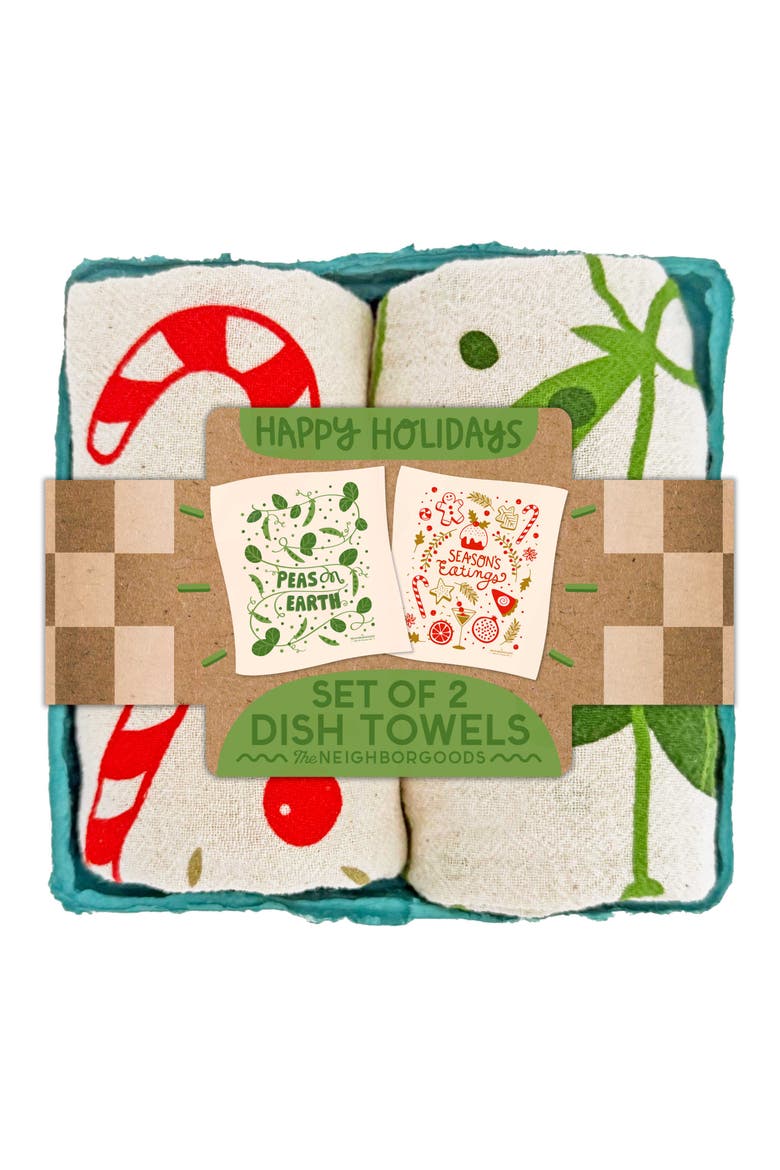 Happy Holidays - Dish Towel Set of 2, Main, color, Red