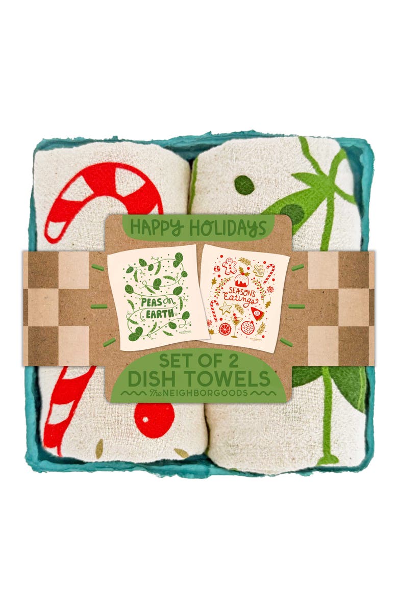The Neighborgoods Happy Holidays - Dish Towel Set of 2, Main, color, Red