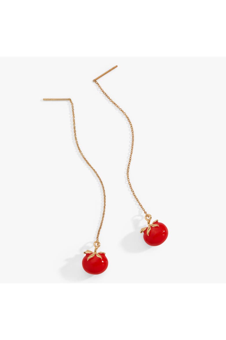 Farmers' Market Tomato Threader Earrings, Main, color, Gold