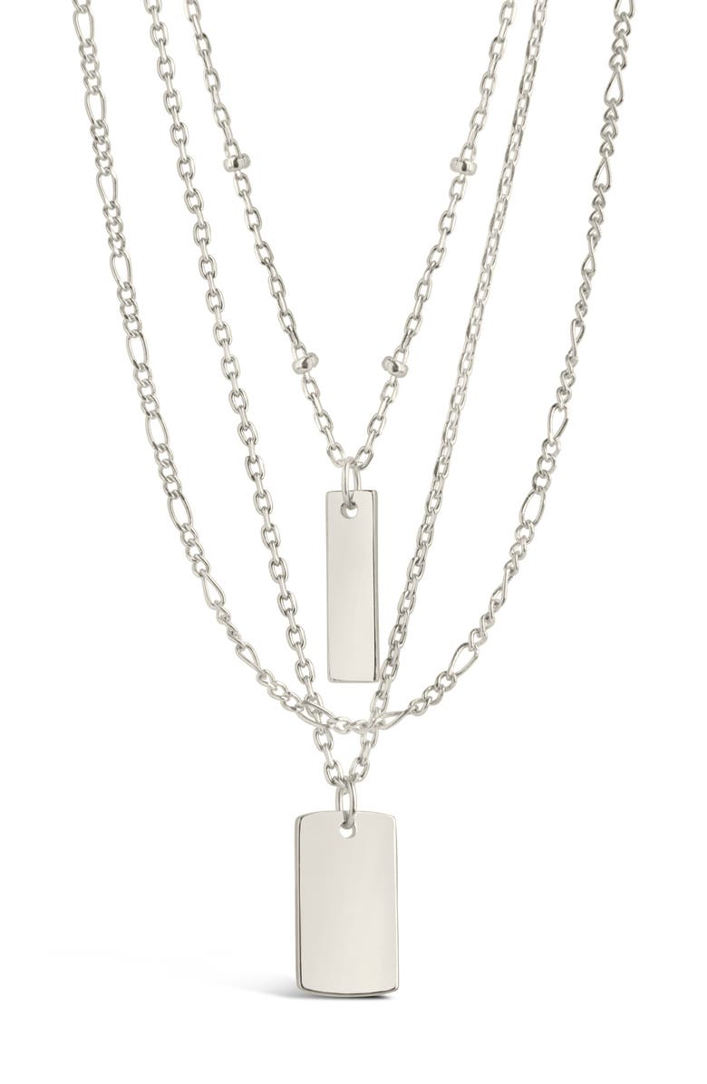 Sterling Forever Triple Layer Bar Pendant Necklace, Alternate, color, 
