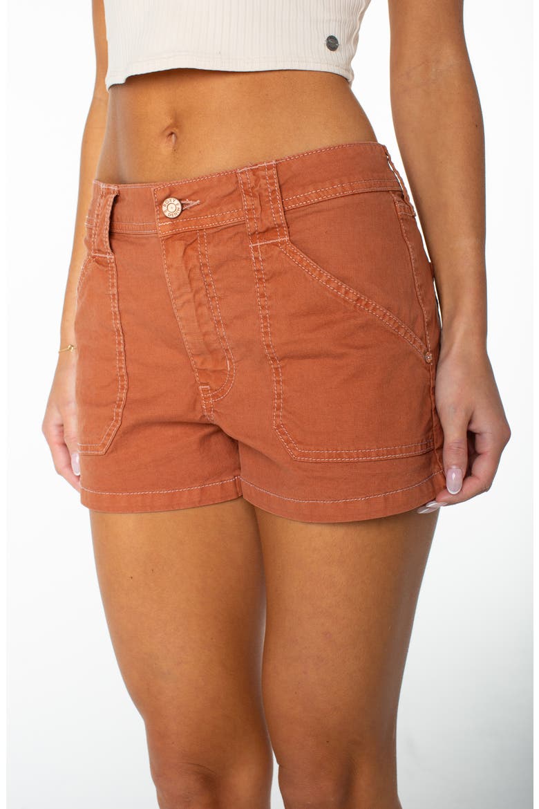 Lost Treasure Cotton & Linen Shorts, Alternate, color, CHUTNEY