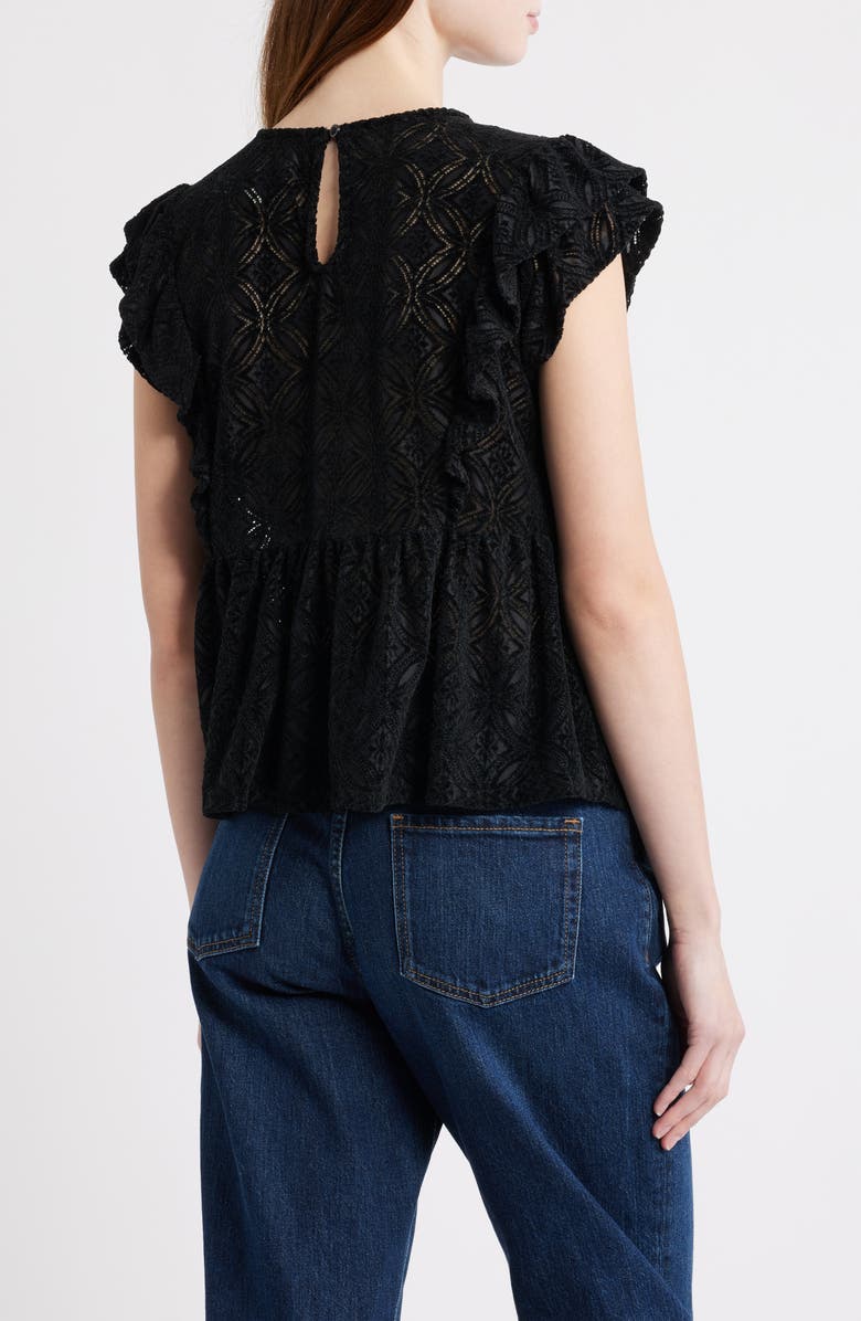 Treasure & Bond Flutter Sleeve Peplum Top, Alternate, color, Black