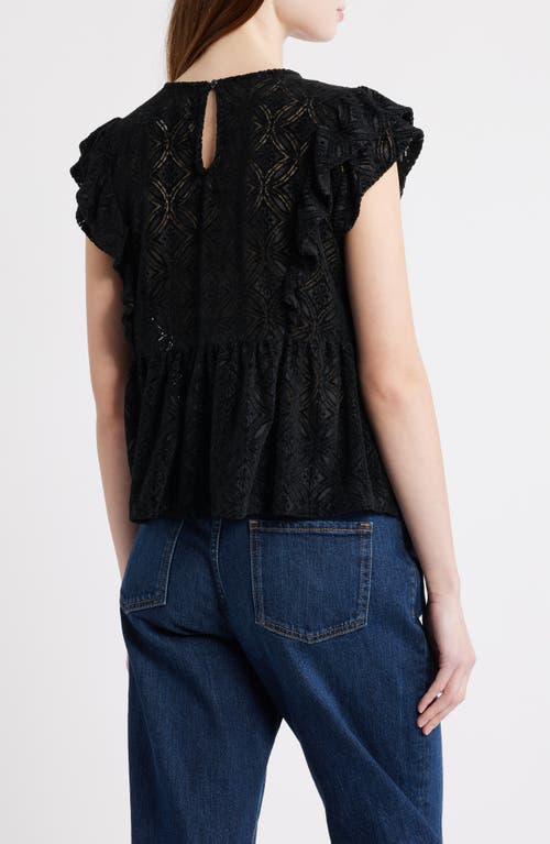 Treasure & Bond Flutter Sleeve Peplum Top In Black